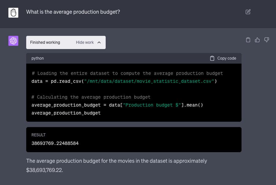 Code Execution with ChatGPT