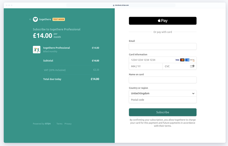 An Example of Stripe Checkout