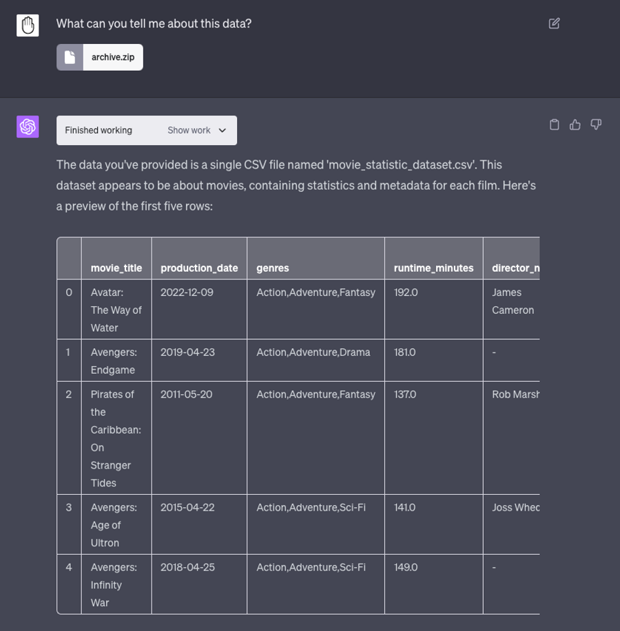 Code Interpreter Quickly Identifies Data within Files